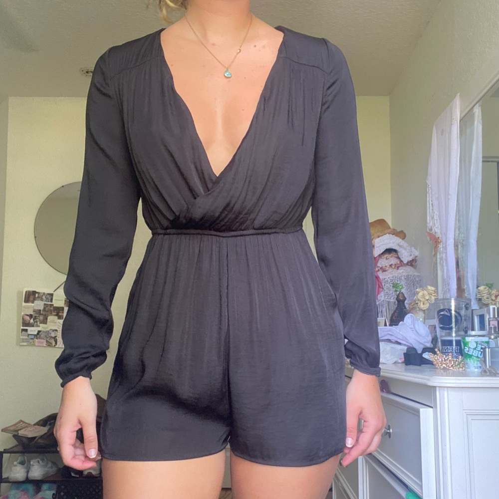Silky black romper
